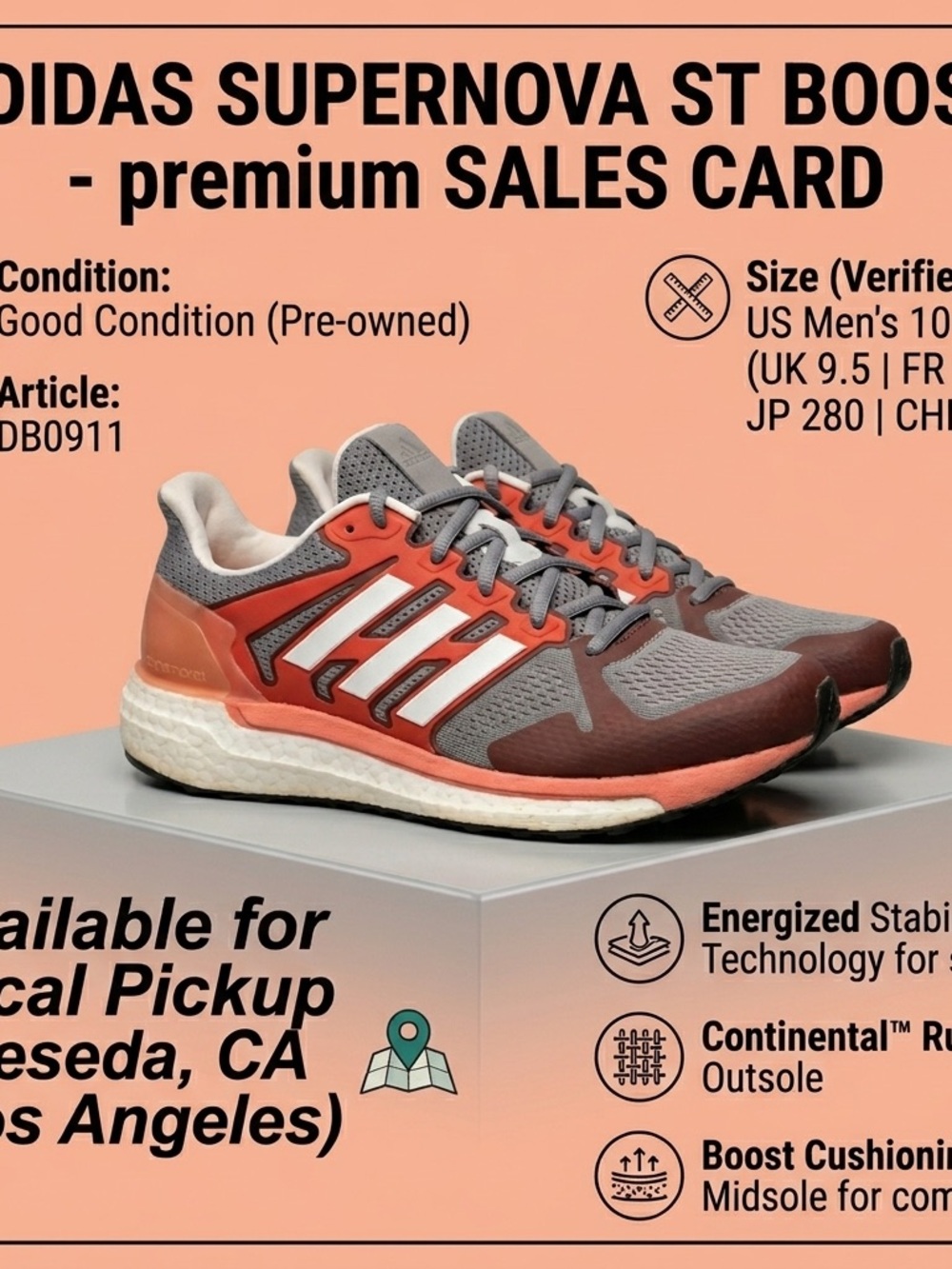 Title: adidas Supernova ST Boost — Size US 10 (Good Condition)